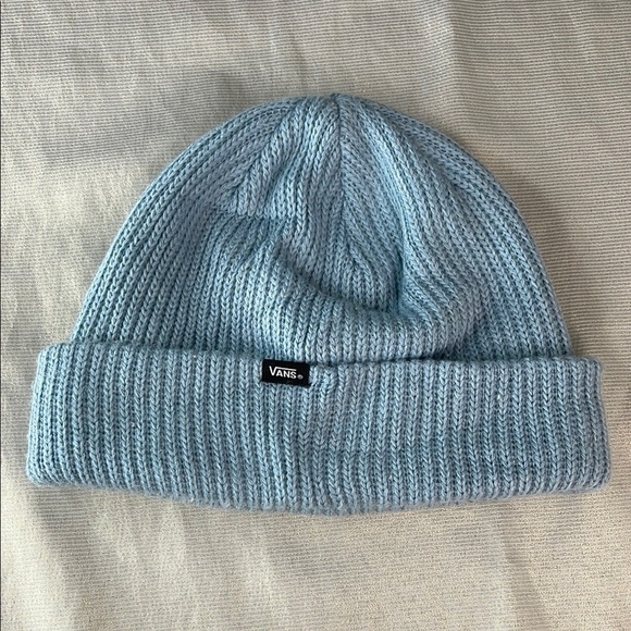 Vans Unisex Ribbed Knit Core Basics Beanie Cuffed Baby Blue Logo OS - Picture 8 of 8